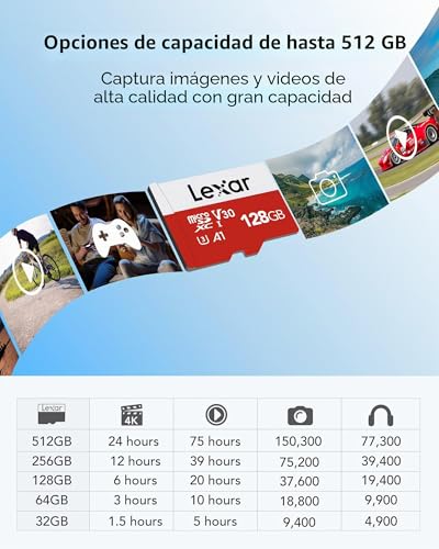 Tarjeta Micro SD 128GB Lexar con adaptador SD para Nintendo Switch y tableta 5