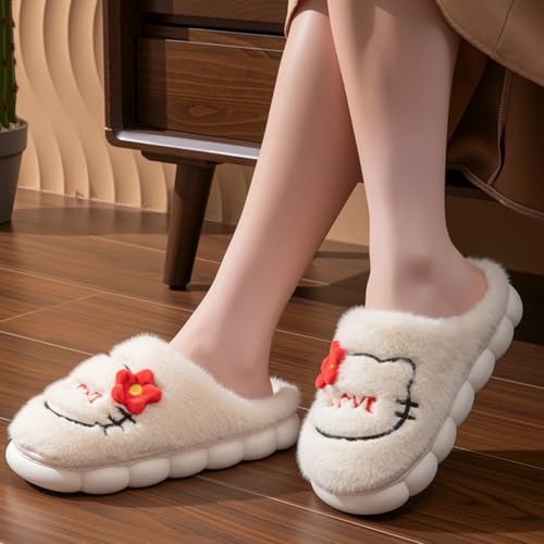 Women's Cute Cat Warm Plush Comfortable Indoor Anti slip Home Thick Sole Winter Soft Cotton Slippers Indoor/Outdoor2