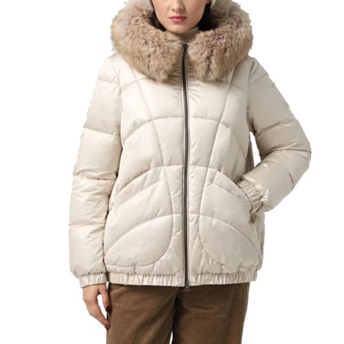Geox W Backsie Maxi Bomba Chaqueta, Moonbeam, 34 Mujeres