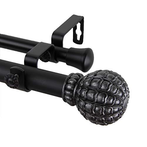 Rod Desyne 1" Bolide Double Curtain Rod, 28-48 inch, Black