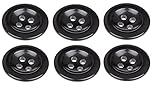 Pack of 6 Black Sew on 18mm Buttons for Braces Trousers 28L
