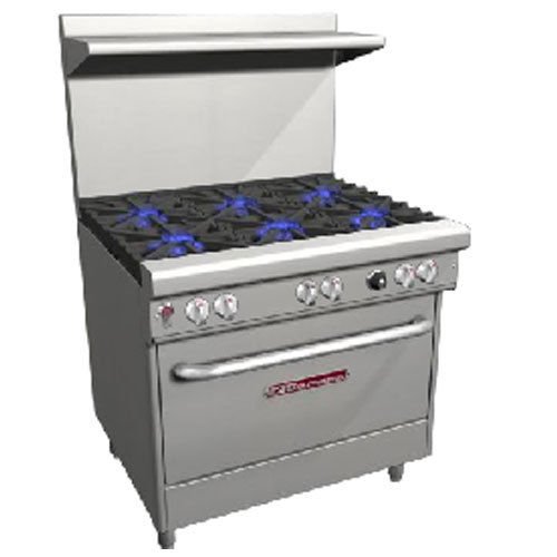 Southbend 4363D Range, 36" Wide, 6 Star Saute Burners (33,000 Btu), with Standar