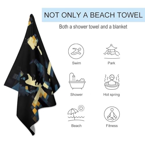 Serviette de plage couple abstrait microfibre 130x80 cm - 4