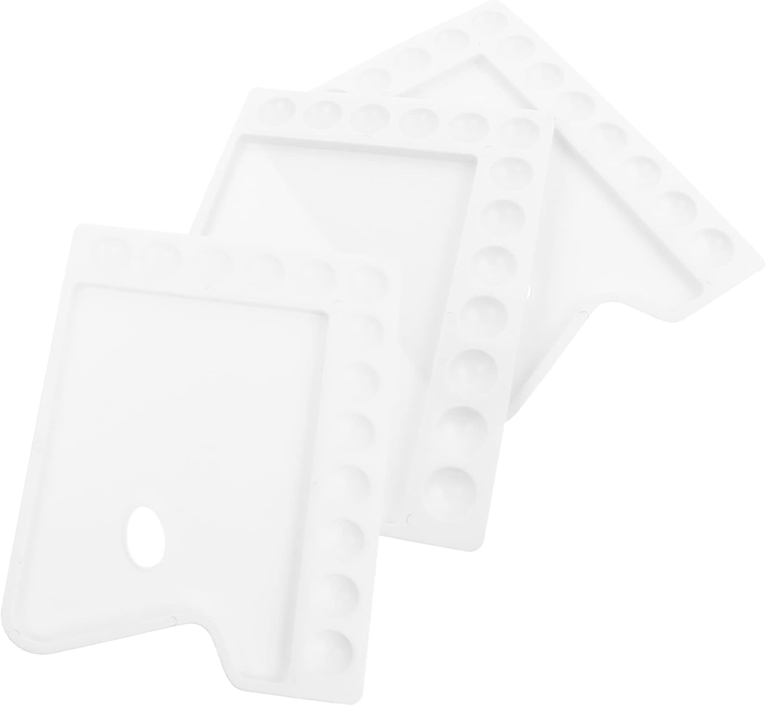 HOMSFOU 3pcs Watercolor Palette Large Plastic Pallets for Art Mixing Painting Trays