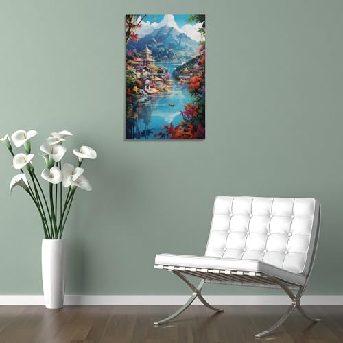 Tableau impression sur toile baie de vacances de 40x60 cm pour decoration murale