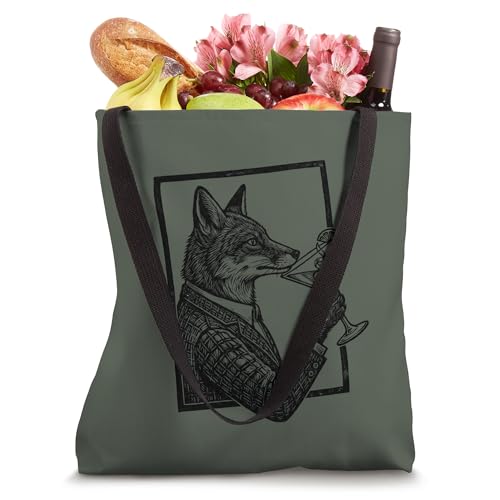Bolso tote elegante con diseño de zorro y cóctel, estilo vintage y retro para bar miniatura 4