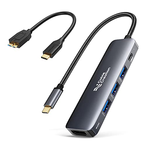 Cablecreation Short Micro B To Usb C Hard Drive Cable Bundle With 5-In-1 Usb C Hub With Hdmi, Usb 3.0, Power Delivery #TOP8