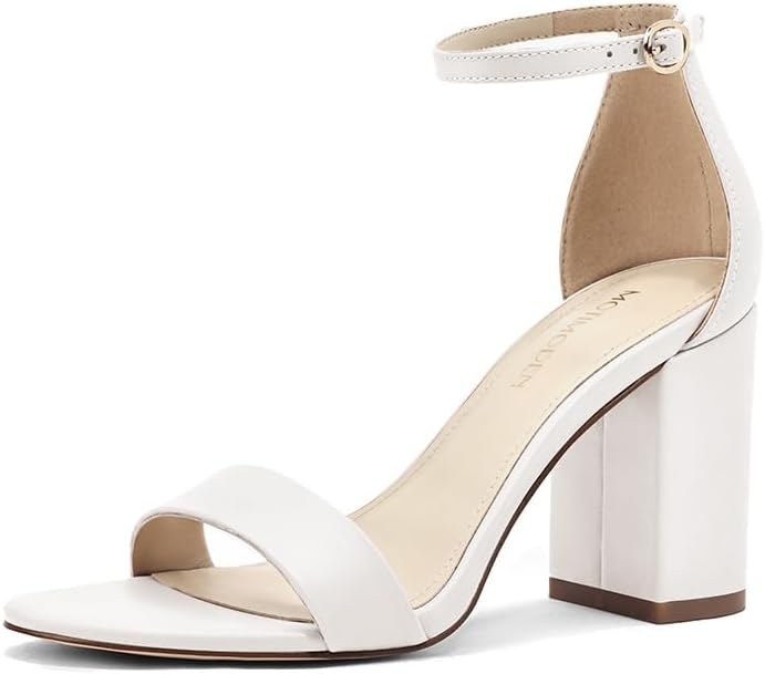 Women's Sandals Open Square Toe Sandals Ankle Strap High Kitten Heels Stilettos Square Open Toe Dressy Sexy Shoes for Women Chic Heeled Sandals