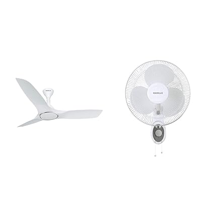 Havells Stealth Air 1250mm Dust Resistant Ceiling Fan (Pearl White) + Havells Platina 400mm Wall Fan (White)