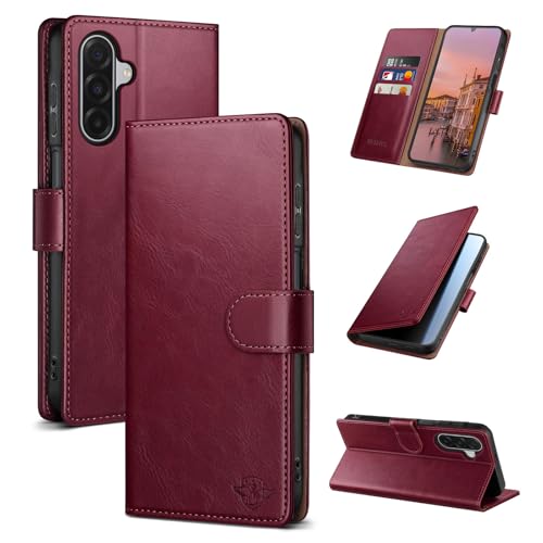 SUANDUCK Wallet Case for Samsung Galaxy A17 5G, Wine Red
