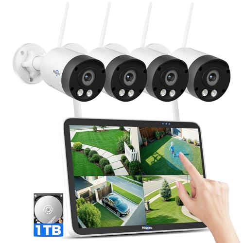 La mejor comparación de Sistema de Camaras de Vigilancia del mes. 46 Hiseeu Sistema de cámaras de Seguridad inalámbricas para Exteriores 8 MP, NVR con Pantalla táctil de 10', WiFi 5G/2,4G Pro, Audio bidireccional, Resistencia al Agua IP66, Disco...