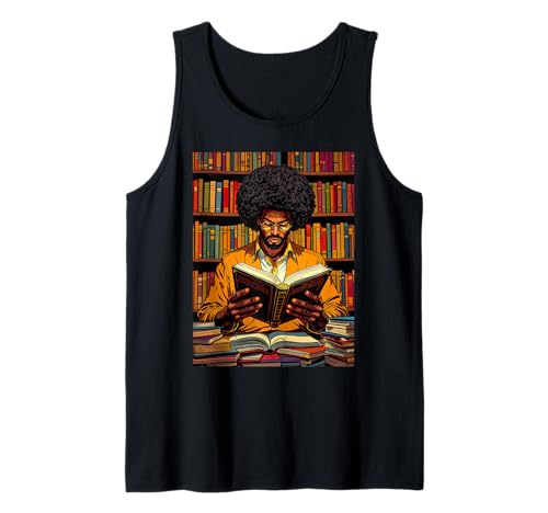 Black Man Reading Book Black History Month Book Lover Afro Tank Top