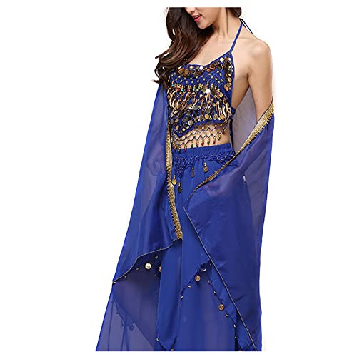 Jueshanzj Roupa de desempenho étnica dança do vento dança do ventre roupas para desempenho saia adul