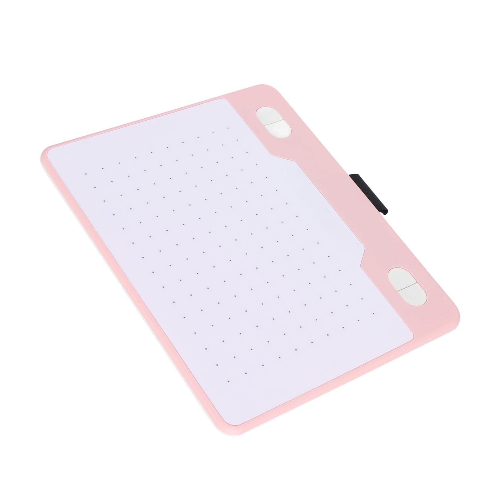 Tableta Gráfica de 6.1 X 3.9", Tableta Digital Reconocimiento Automático Resolución 5080LPI Soporte de Tableta de Dibujo Gráfico para Teléfonos Y Tabletas Android, para Win Y para Tabletas(rosa)