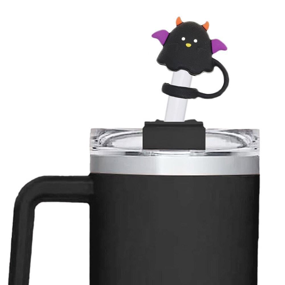 4 Geister-Strohabdeckungen Für Stanley-Becher – Mit 4 Halloween-Charms, Kompatibel Mit 10 Mm Strohhalmen, Lustige Halloween-Deko