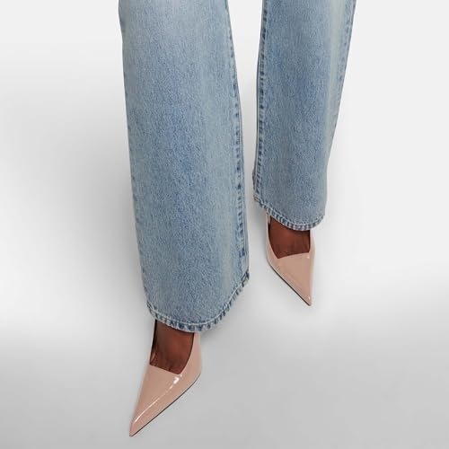 Slingback Stiletto Heels for Women Pointed Toe Slip On Patent Leather Pumps Backless Stretch Strap Dress High Heels2