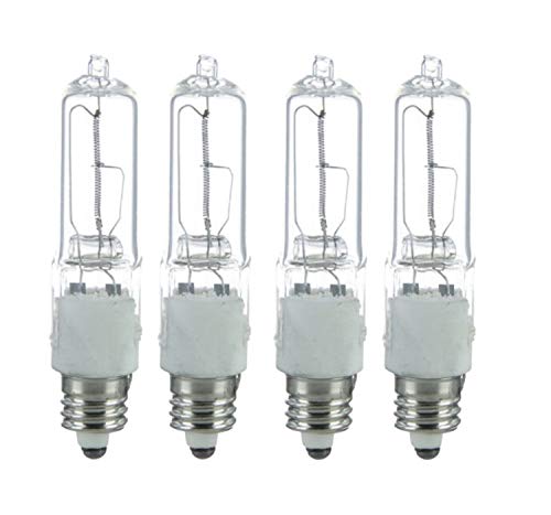 Sterl Lighting – 75 Watt E11 Base T4 Long Lasting High Output Chandelier Pendant Light Sconce Halogen Mini Candelabra Bulb JD E11 120V 75w 2.2Inch 1000Lm 2700K Warm White Clear – 4 Pack