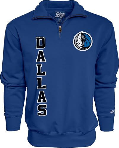 Blue 84 Dallas Mavericks NBA Officially Licensed Quarter Zip Sweatshirt Slam Dunk Team Color, Large