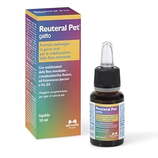 NBF Lanes | Reuteral Pet Gatto, Gocce orali, Probiotico a base di fermenti lattici vivi per la stabilizzazione della Flora intestinale nei Gatti