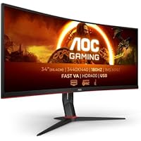 AOC Gaming - Monitor Curvo WQHD de 34 Pulgadas, 180Hz, Fast VA,