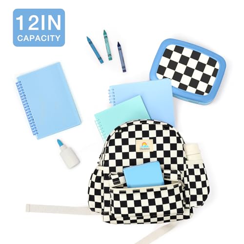 Image of STEAMEDBUN Corduroy Toddler Backpack for Boys 2-4: Kids backpack for Boys Girls - 12 inch Preschool Kindergarten Backpacks - Checkered