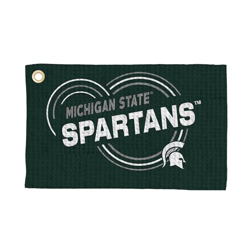 Northwest NCAA Michigan State Spartans Golf Towel, Official Licensed Microfiber Waffle Fabric, Absorbent 16x25 in Club Cleaning Accessory, Droplets Design