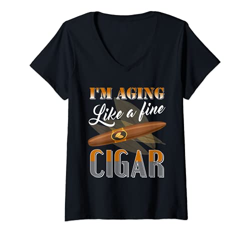 Donna Im Aging Like A Fine Cigar Shirt Cigars T Shirt per Uomo Papà Maglietta con Collo a V