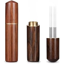 2 Pcs Espresso Needle Distributor, 6 Needles 0.2mm Coffee Distribution Tool Espresso Coffee Stirrer Tool With Natural Wood Handle Professional Barista Needle Distributor for Home Kitchen Cafe