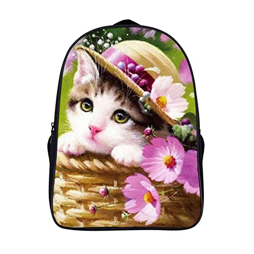 Sac à dos d'école chat mignon pour voyage et sport enfant 40x28x16cm
