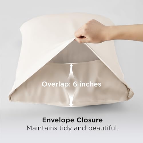 Image of Bedsure Ivory Pillow Cases Queen Set of 2, 100% Rayon Derived from Bamboo | Cooling Pillowcases, Similar to Silk Pillow Case Covers with Envelope Closure, PureWoven Bedding Gift, 20x30 Inches