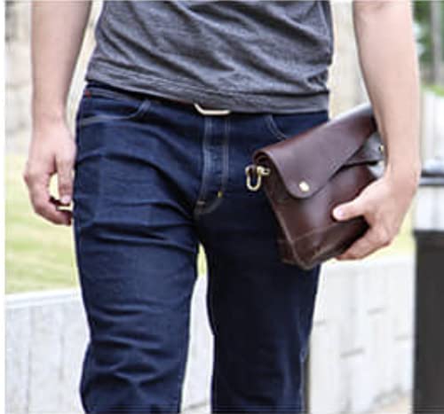 BEERBELLYクラッチバッグ ショルダーバッグ 本革 メンズ レディース ショルダーベルト付き ハンドバッグ ブランド ビアベリー DOUBLE FLAPS M ダブルフラップ 大きめ チョコ