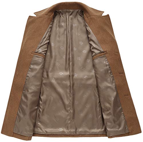 image for chouyatou Men's Classic Notched Collar Double Breasted Wool Blend Pea 