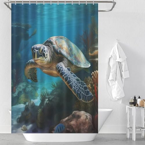Rideau de douche tortue de mer en polyester imperméable 122x183cm - 2