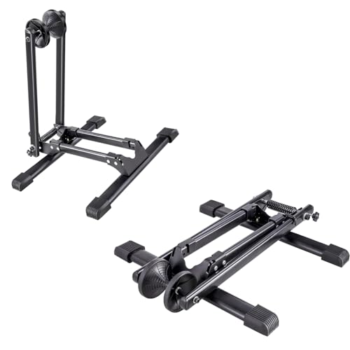KARAT Range-vélo au Sol Pliable en Acier, Présentoir pour vélos, Largeur du Pneu jusqu'à 5 cm, Support de vélo Gain de Place pour Roue Avant et arrière (36,5 L x...