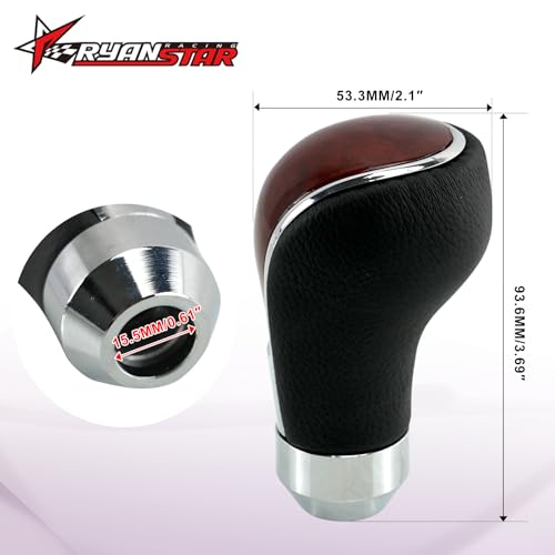 RYANSTAR RACING Universal Shift Knob Leather Car Gear Stick Shifting Knobs Compatible with Most Car Truck SUV Vehicles Walnut Trim Automotive Manual Universal Transmission