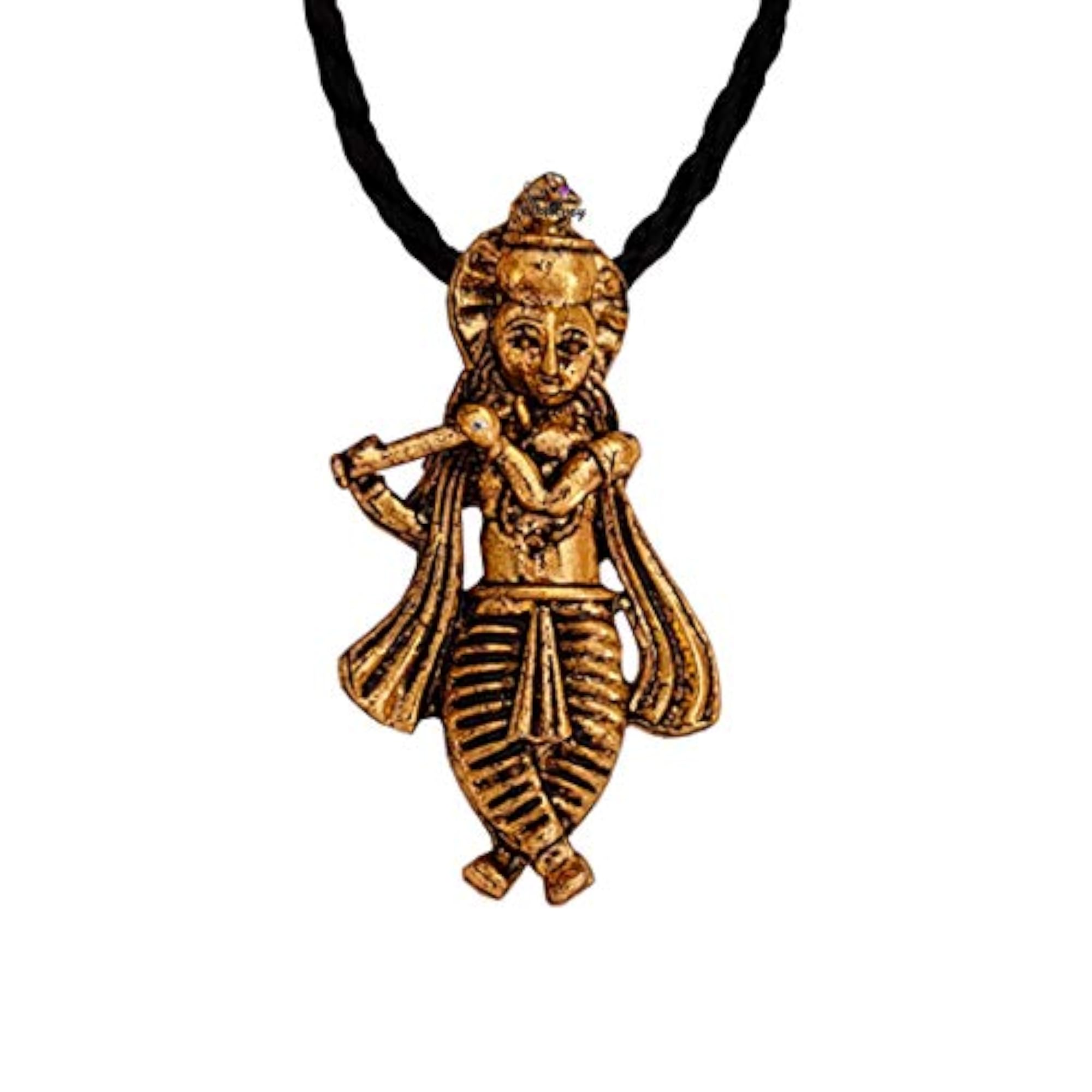Gold Brass Lord Krishna Locket Chain, Religious Pendant