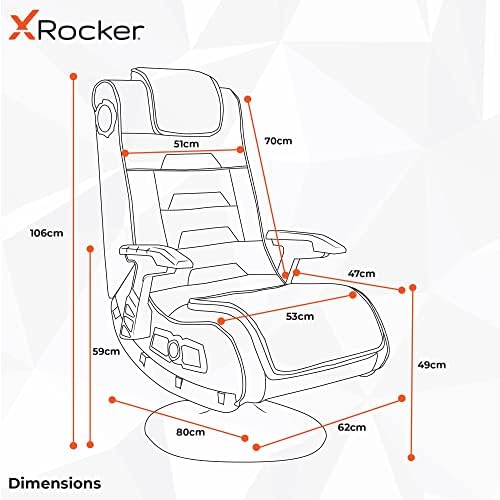 X-Rocker X-Pro 4.1 Pedestal Video Gaming Chair, Comfy Folding Game Player Seat with DAC Subwoofer and Wireless Bluetooth Connectivity, Leather Look - Black