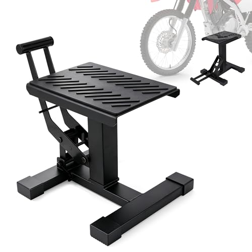 Silutrcn Dirt Bike Stand,600Lbs Capacity No Hydraulic Lift Jack Adjustable Hoist Table Heavy Duty Anti-Slip Lifting Stand for Dirt Pit Bike Motocross Enduro Motorcycle Repair&Maintenance-Black