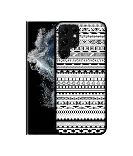 Image of Black & White Patterns Design Premium 2D Printed Metal Back Case Cover for Samsung Galaxy S22 Ultra 5G