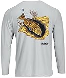 REEL SCREAMERS Men's Grouper Long Sleeve Performance Fishing Shirt UPF 50+ Large Grey