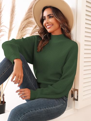 Image of ZAFUL Women's Cropped Turtleneck Sweater Lantern Sleeve Ribbed Knit Pullover Sweater Jumper