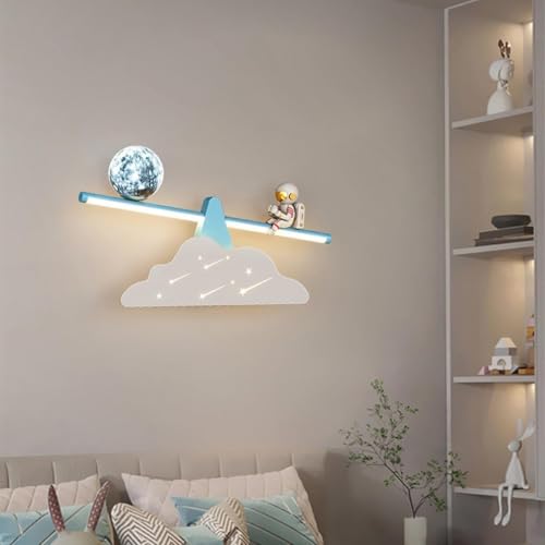 Applique murale lune LED pour chambre enfant lit de chevet astronaute