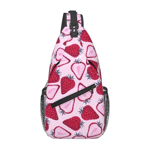 Strawberry Pattern Stylish Men'S Messenger Bag - Durable Polyester, Huge Capacity & Adjustable Strap
