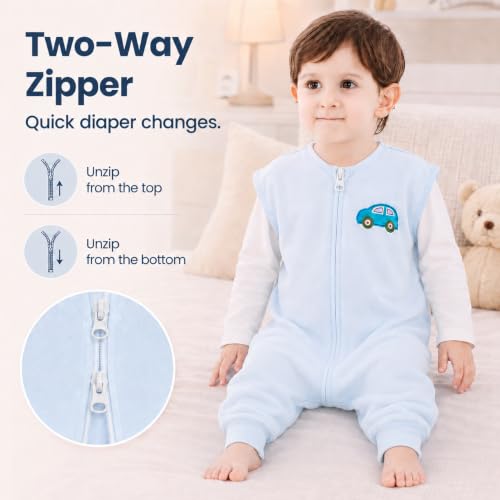 Image of HOMEAL Baby Sleep Sack,Toddler Sleeping Sack with Feet, Blue Wearable Blanket Baby 6M-5T,Sleeveless Sleep Sack 12-18 Months,18-24 Months,Medium