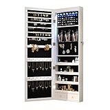 8 LED Lights Lockable Full mirror jewelry organizer wall mounted/door mounted Jewelry Box For Women/jewelry cabinet jewelry armoire with mirror/full length mirror hanging mirror 6180