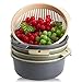SOUJOY Paquete de 8 cuencos coladores de cocina 2 en 1, cuenco grande de plástico y colador, lavabo de doble capa y cesta para frutas, verduras, limpieza, lavado y mezcla
