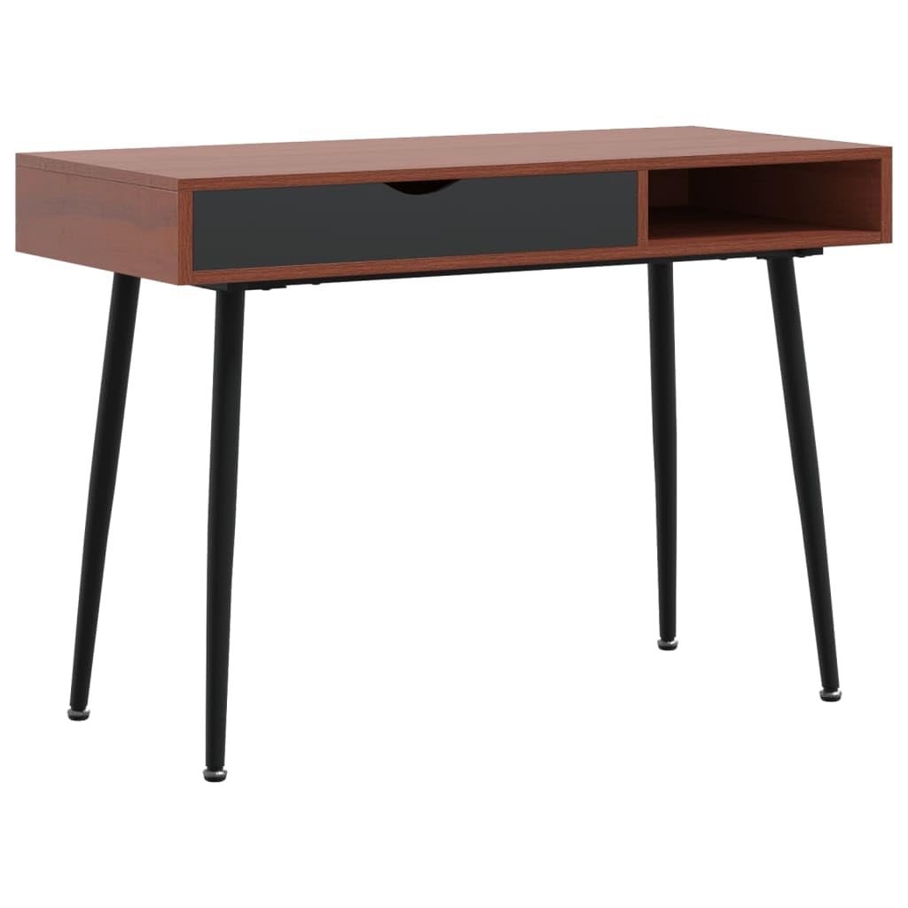 Scrivania Porta Computer con Cassetto Marrone 110x50x75 cm | Tavolo da lavoro salvaspazio per studio o ufficio, con piedini regolabili e solida struttura in metallo.