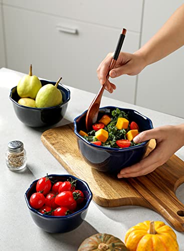 Sweese 138.603 Porcelain Bowls - 18 Ounce For Cereal, Salad, Dessert - Set Of 6, Navy #TOP4