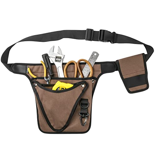 Garden Tool Belt Holster for Women & Men- Womens Adjustable Tool Belt Pouch for Electrician, Carpenter and Construction - LIFETIME Heavy Duty Oxford Tool Belt - Fits from 24" to 53" (Brown)