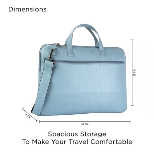 Image of Nautica Padded Laptop Sleeve Stylish Leatherette Bag | Waterproof Protective Cover with Handle & Detachable Sling Strap | Compact and Comfortable for Travelling | Suitable up to 15.6 Inch Laptop